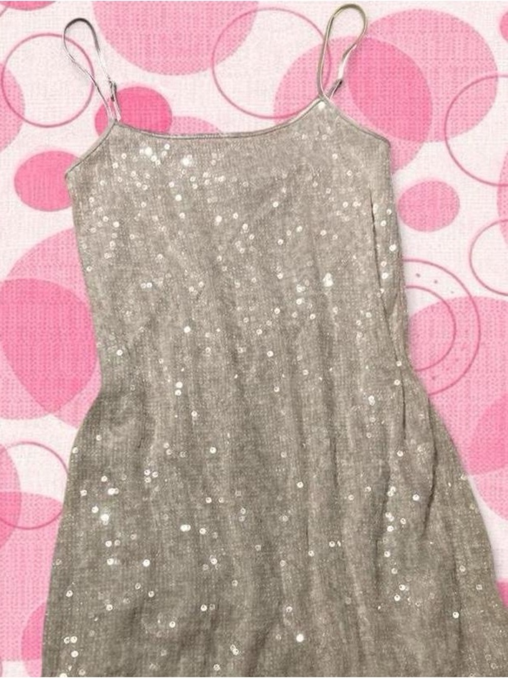 Divided Silver Sequin Spaghetti-Strap Dress